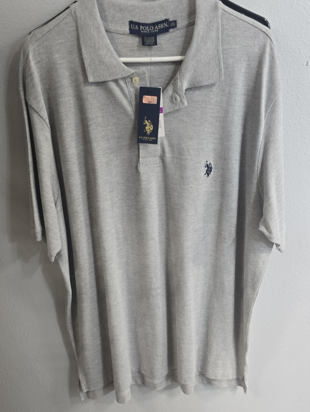 U.S. Polo Assn. Light Gray Polo with Navy Logo